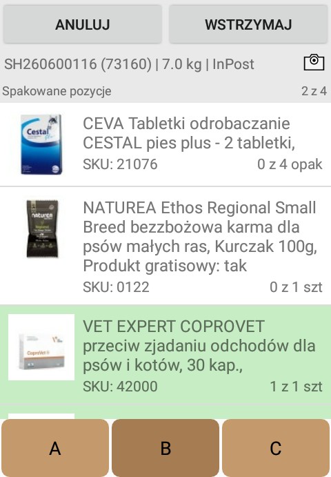 Kolektor PackHub — skanowanie i pakowanie zamówienia